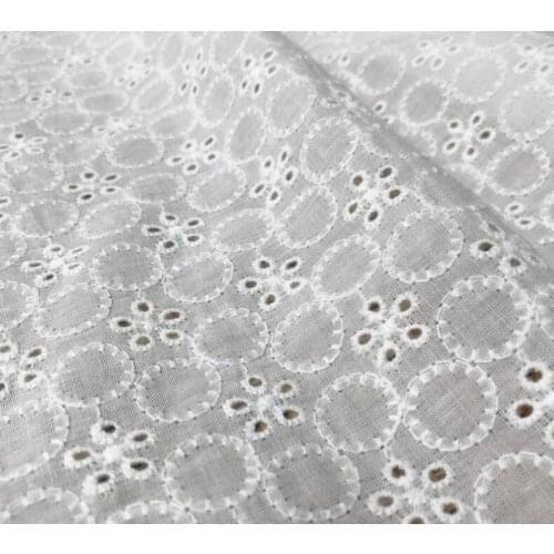 1 Yard Antique Style Circle Cotton Eyelet Fabric In Off White For Baby Dress, Overlay, Curtains, Home Decor 53" Wide