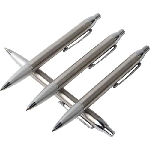 2/20/PCS GENKKY Metal Ballpoint Pen Stainless Steel Metal Ballpoint Pens Press Sign Pen core Blue Black Office & School Supplies