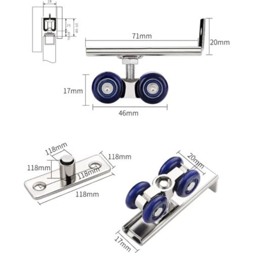2pcs/set Sliding Door Roller Hardware Slide Doors Pulley 4/8 Wheels Wood Door Hanging Wheels Rail Track Pulley high quality