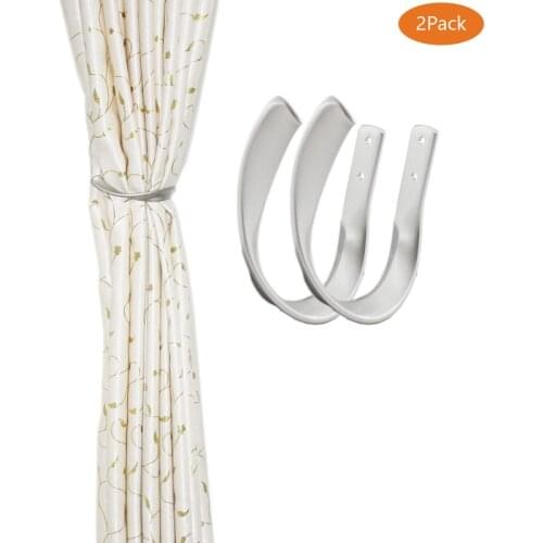 2 Pack Curtain Holdbacks, U Shaped Wall Mounted Curtain Tieback Hooks Drapery Tiebacks Decorative Curtain Hooks for Home Decor