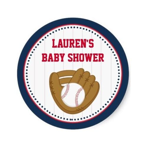 3.8cm Baseball Baby Shower Favor Tag Stickers
