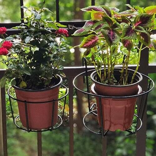 3Pcs Flower Rack Iron Art Stand Ornament Plant Garden Hanging Pot Holder Balcony Frame Railing Home Wall-Mounted Bracket