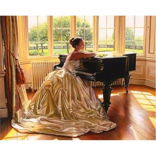 Diamond painting full square 5d Embroidery Cross Stitch Piano girl Rhinestones Mosaic christmas decorations for home
