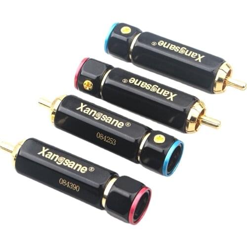 Hi-end Self-locking Audio Adapter Solder-free RCA Plug Gold Plated Lotus Plugs Audio Cable Connector