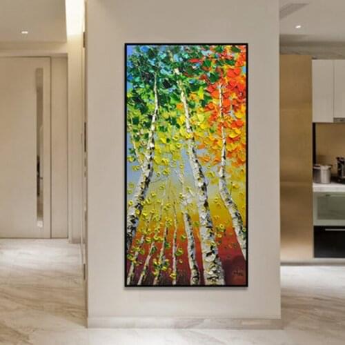 White Poplar Knife Tree Landscape Artwork Oil Painting Home Wall Decorations For Living Room Wall Paintings For Bed Room Wall