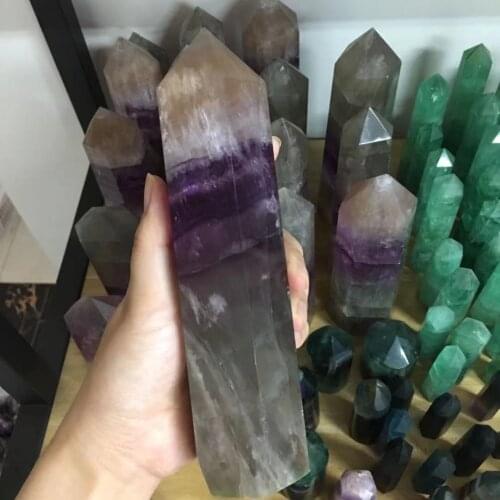 A large natural colored fluorite crystal point natural crystal wand