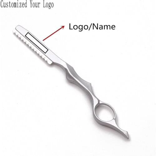 Hair Razors 1Set add 1 Blade Customize Logo Professional Sharp Barber Razor Cut Hair Cutting Thinning Knife Aluminum Alloy C6100
