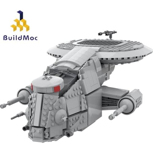 Buildmoc Battleship Space Weapon Clone Wars Mechanized Assault Flyer-MAF Gunboat Fighter Building Blocks Spaceship Kid Toys Gift