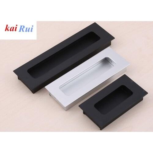 Black Aluminium alloy Barn wood sliding entry doors invisible hidden handles for interior door knobs and door Handle black