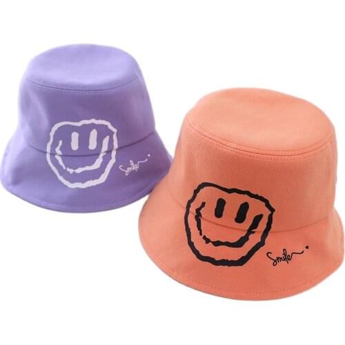 Doitbest Autumn baby kids Bucket Hats Summer Cartoon Big smilely Sun Cap Babys Boy Girls Outdoor Beach Fisherman Hat