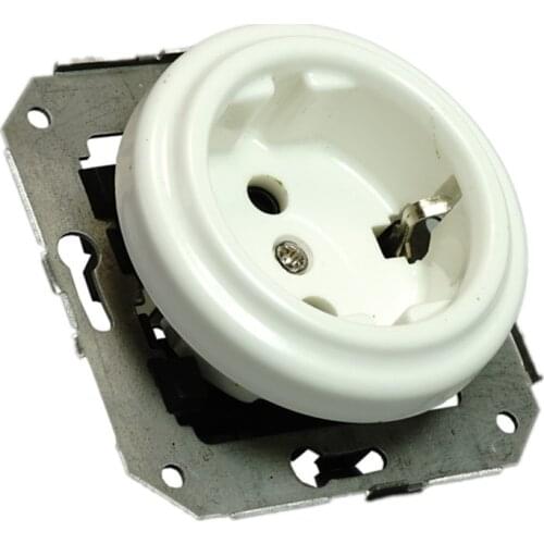 Porcelain Electrical Wall Socket and Switch Without Frame Flush-mounting 240V,16A