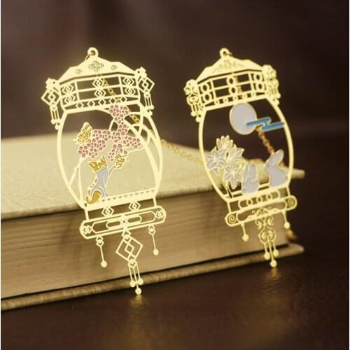 Kawaii Flower Lamp Bookmark Cute Blessing Wishing Pendant Art Exquisite Book Mark Page Folder Office School Supplies Stationery