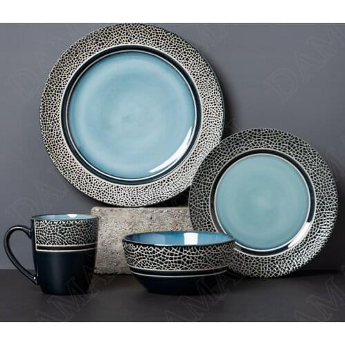 Crack Ceramics Plate Western Steak Main Course Tray Marble Texture Breakfast Bread Dish Restaurant Serving Tray Kitchen Utensils