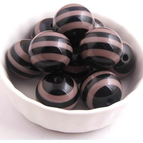 Kwoi vita Halloween Beads Chunky Round 20MM Black with grey Color 100pcs Resin Strips Beads Jewelry