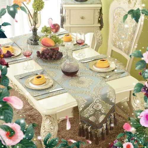 Hot sales! Fashion Light Blue Table Runner Placemat Table Flag Placemat Tablecloth Wedding Banquet Table Decor Cloth Custom Made