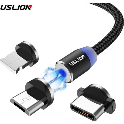USLION Magnetic Cable Micro usb Type C Fast Charging Adapter Micro Type-C Magnet Charger For Iphone 7 Samsung S10 S9 Plus xiaomi