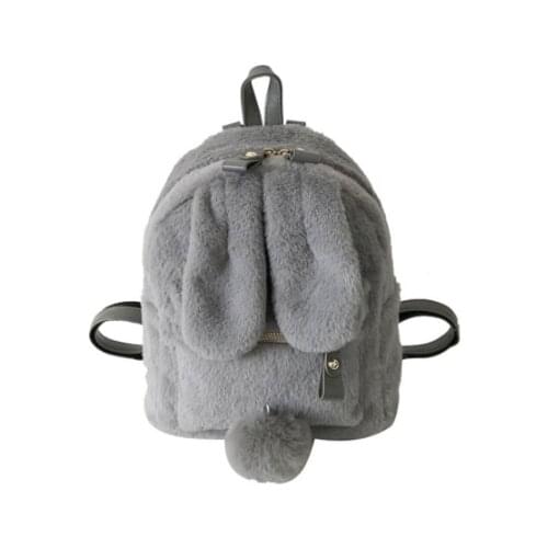 Mini Furry Fluffy Plush schoolbag Rabbit Ear Backpack cute Girls Shoulder Bag Winter Womens Travel Bag Children Plush Bag