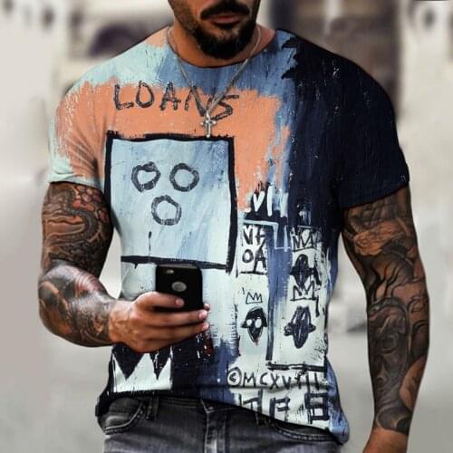 Graffiti Creative Diy Street Trend Byck Brand T-shirt Mens Short Sleeve Round Neck Loft Style Collocation Husbands Gift Tees