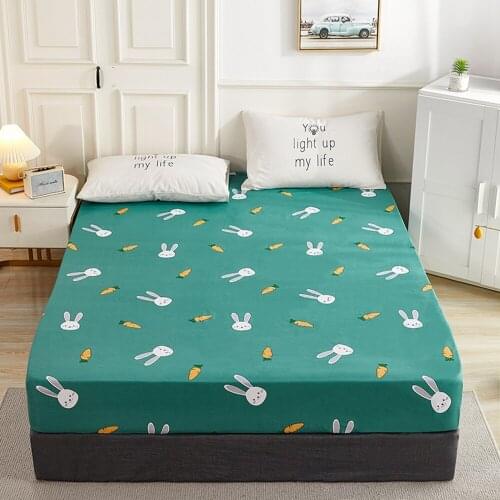 1pcs 100% Cotton Printed Fitted Sheet Mattress Cover Double Four Corners With Elastic Band Adult Kids Bed Linen (No Pillowcase)