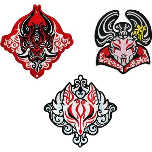 Demon Japanese Geisha Fairy Fox High Quality Embroidery Patches Iron on Patches for Clothes Punk Accessories Punk Accessories