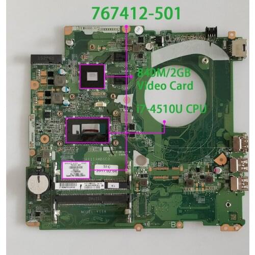 Genuine 767412-501 767412-001 DAY11AMB6E0 w 840M/2GB GPU w i7-4510U CPU Laptop Motherboard for HP PAVILION 17T-F000 NoteBook PC