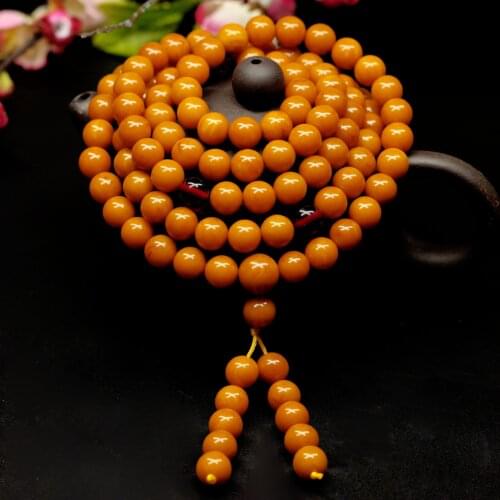 Natural raw amber beeswax bracelet 108 beads amber 8mm beeswax bracelets for Women Best Friend
