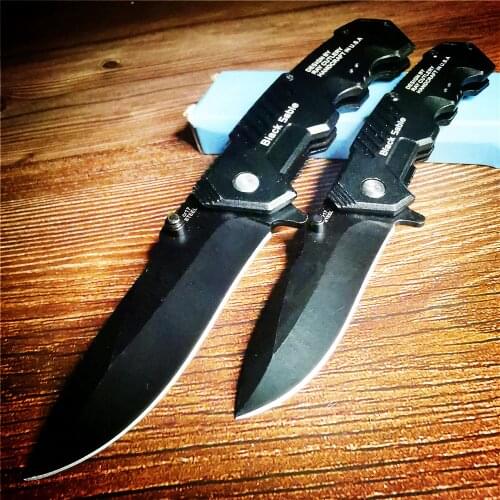 200mm 9CR18MOV Blade Quick Open Folding Knife Steel Handle Combat Camping Pocket Knives Outdoor Survival Hunting Military Knifes