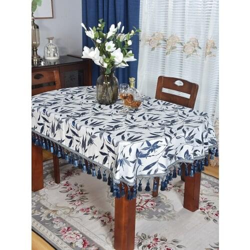 Oval Tablecloth Fabric Chinese-Style Oval Long Nostalgic Antique Half-round Blended Dustproof Tablecloth Customization