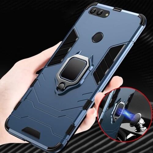 Rugged Case For Huawei P Smart 2018 Case Finger Ring Holder Bumper Military Full Protection Cover For P Samrt 2018 Phone Case