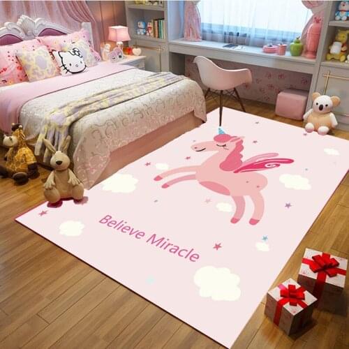 Pink Unicorn Print carpet Cute cartoon Child Room Game carpets for Living room bedroom bedside Baby Crawl Mat Kids Antiskid Rugs