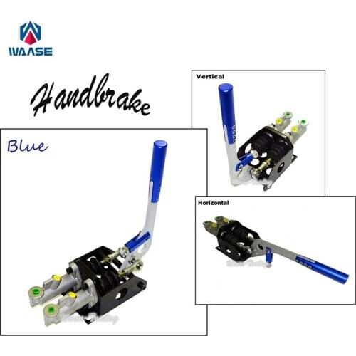 Blue Twin Dual Master Cylinder Hydraulic Handbrake Drift E-Brake Parking Emergency Brake Lever Vertical / Horizontal Universal