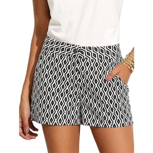 TENTEN New Fashion Plaid Shorts Woman Shorts Summer Black and White Mid Waist Casual Pocket Straight Shorts Hot Sale