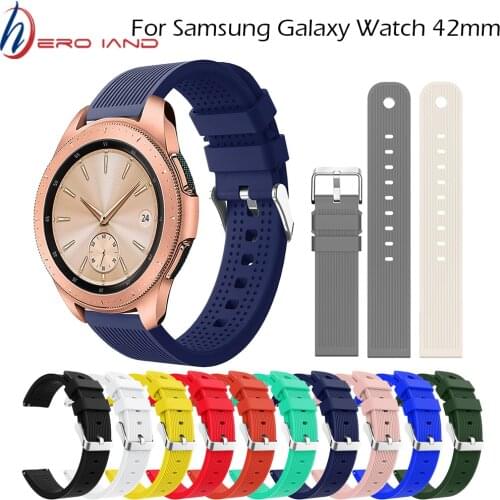 20mm Silicone Watchband for Samsung Galaxy Watch 42mm Version Pink Black Red Striped Replacement Bracelet Band Strap for SM-R180