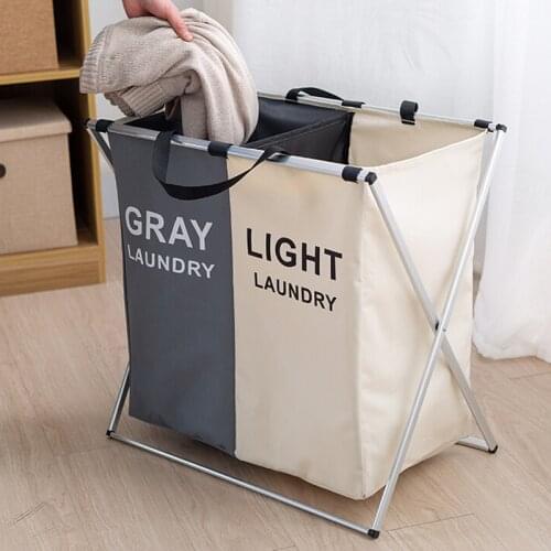 Foldable Dirty Clothes Environmental Friendly Sorting Laundry Storage with Stainless Steel Holder Large Kids Baby Laundry Basket