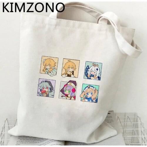 Genshin Impact shopping bag shopper grocery recycle bag reusable handbag bag woven fabric cabas