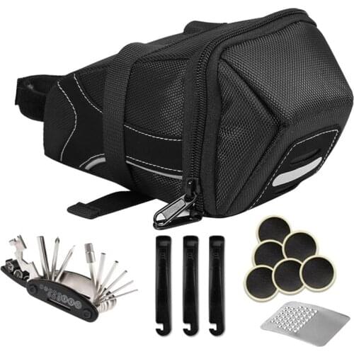 Bicycle Saddle Bag Bike Seat Pack Bag 16 in 1 Bike Repair Tool Kits Bicycle Multi Function Repairing Tool Kit