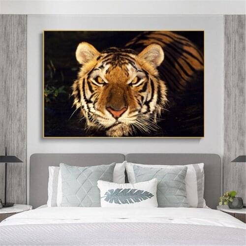 Tiger Wolf Black White Animal Picture Poster Canvas Print Painting Wall Art Living Room(Bedroom) Home Decoration