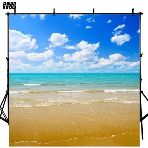 DAWNKNOW Seaside Sky Cloud Vinyl Photography Background For Baby New Fabric Polyester Backdrop For Family Photo Studio F2602