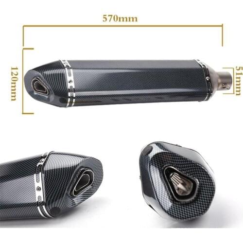 TKOSM 570mm 470mm 370mm Inlet 51mm Motorcycle Yoshimura Exhaust Pipe Motorbike Muffler Exhaust Escape Tail Tube with DB Killer