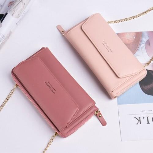 Womens Zipper Hasp Wallet Leather High Capacity Mobile Phone Bag Female Letter Print Card Holder Coin Purse Clutch Money Clip