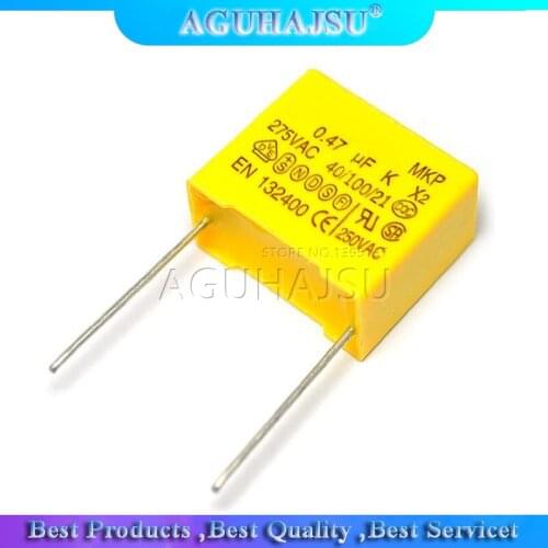 10pcs X2 Safety capacitor 15mm 275VAC 275V 0.022UF 0.047UF 0.1UF 0.15UF 0.22UF 0.33UF 0.47UF 0.68UF 1UF Polypropylene film