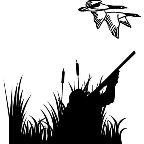 14.4*15.1CM Goose Hunting Hunter Personalized Car Reflective Car Stickers Black/Silver C7-0063