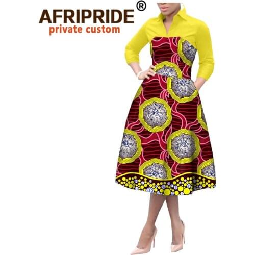 2020 african a line dresses for women crop top print dress casual party outfit dashiki clothing wax cotton AFRIPRIDE A1925042