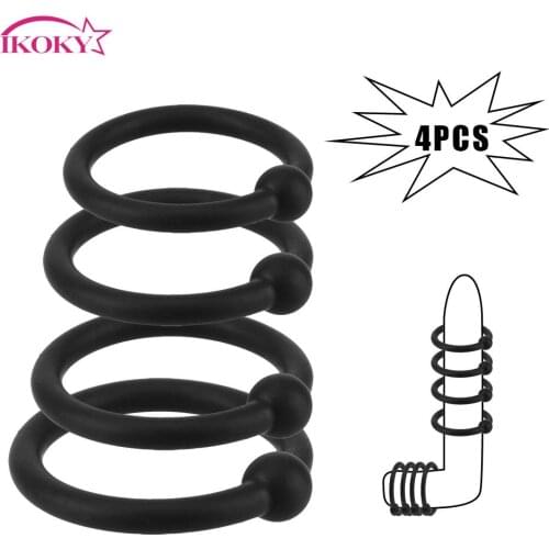 3/4 Pcs High Elasticity Penis Sleeve Sex Toys for Men Penis Rings Time Lasting Cock Rings Delay Ejaculation Penis Trainer