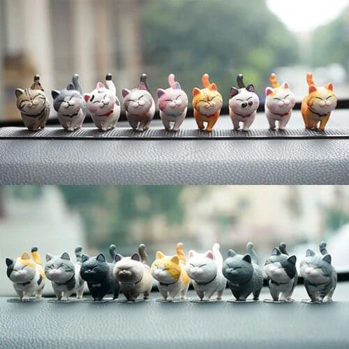 9pcs/lot Mini Cat Car Dashboard Toys Decoration For Car Ornaments Cute Dolls Toys In Car Decoration Home Auto Accessories