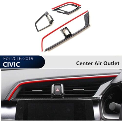 Accessories For Honda Civic 10th 2016-2020 RHD Blue / Red ABS Car Air Outlet Frame Cover Trim