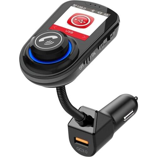 Bluetooth Car Kit 1.8 inch Color LCD Screen QC3.0 Car Charger Handsfree FM Transmitter Bluetooth 5.0 Car MP3 Player