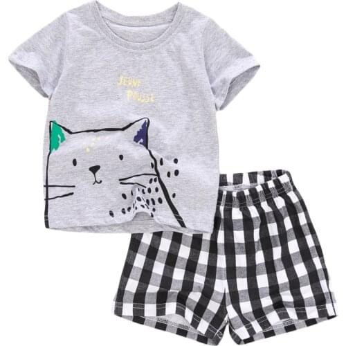 Bambino 2021 Summer Animal T shirt and Short Pants Set of Baby Boy 2-7 Years Children Clothing Set Tees and Shorts Kids Boy