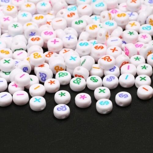 White Mixed Letter Acrylic Beads 4x7mm Round Symbol Spacer Loose Beads For Jewelry Making Diy Necklace Bracelet Accessories