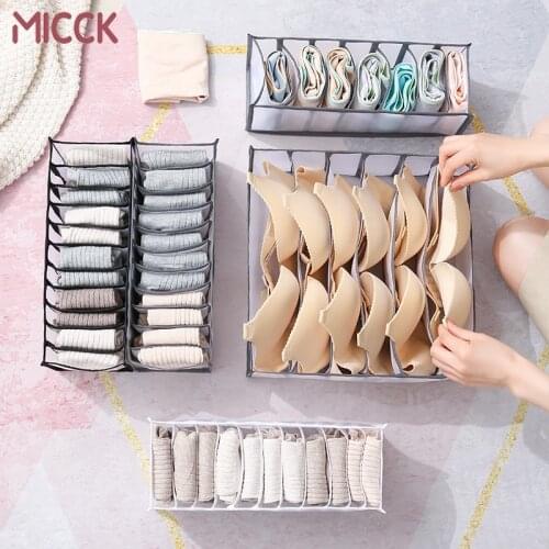 MICCK Household Independent Multi-compartment Underwear Storage Boxes Foldable Drawer Storage Container Cabinet Organizer